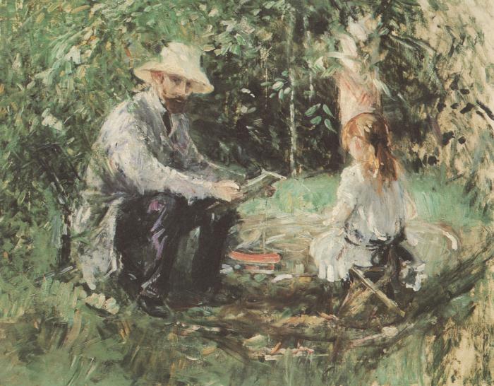 Moriso, Manet avec sa fille dans le jardin