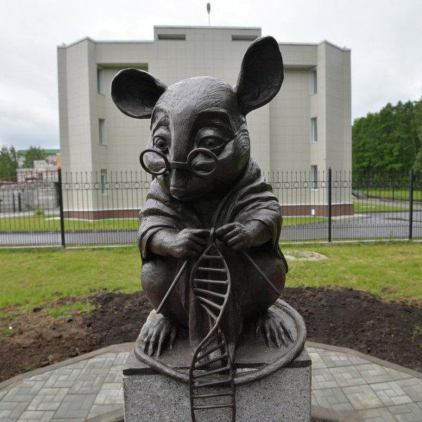 Monument du fil à tricoter de souris de laboratoire ADN